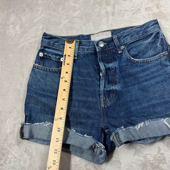 Everlane The Cheeky Jean Raw Hem Dark Blue Button Fly Jean Shorts Size 25 - Picture 3 of 15